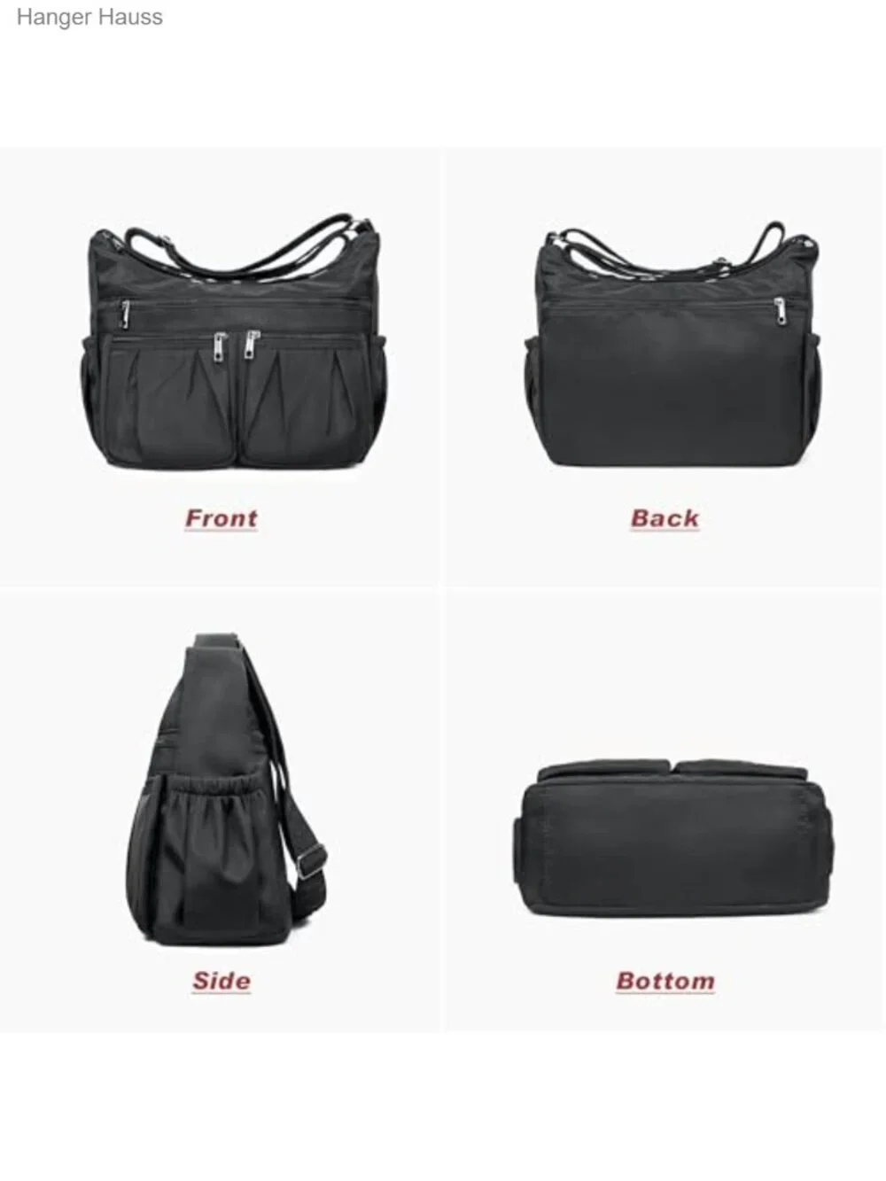 Lightweight Waterproof Nylon Crossbody Purse with RFID Zipper Pocket and